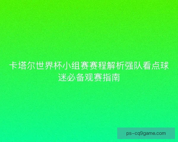 卡塔尔世界杯小组赛赛程解析强队看点球迷必备观赛指南